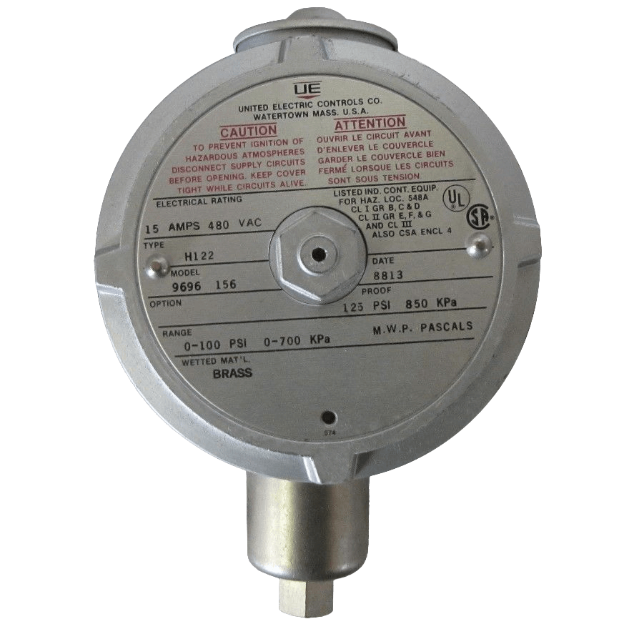 United Electric Pressure Switch, 120 Series Type H122 Models 126 to 164